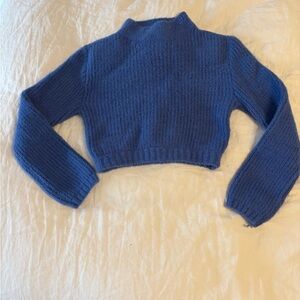Lush Blue Women's Cropped Turtleneck Sweater